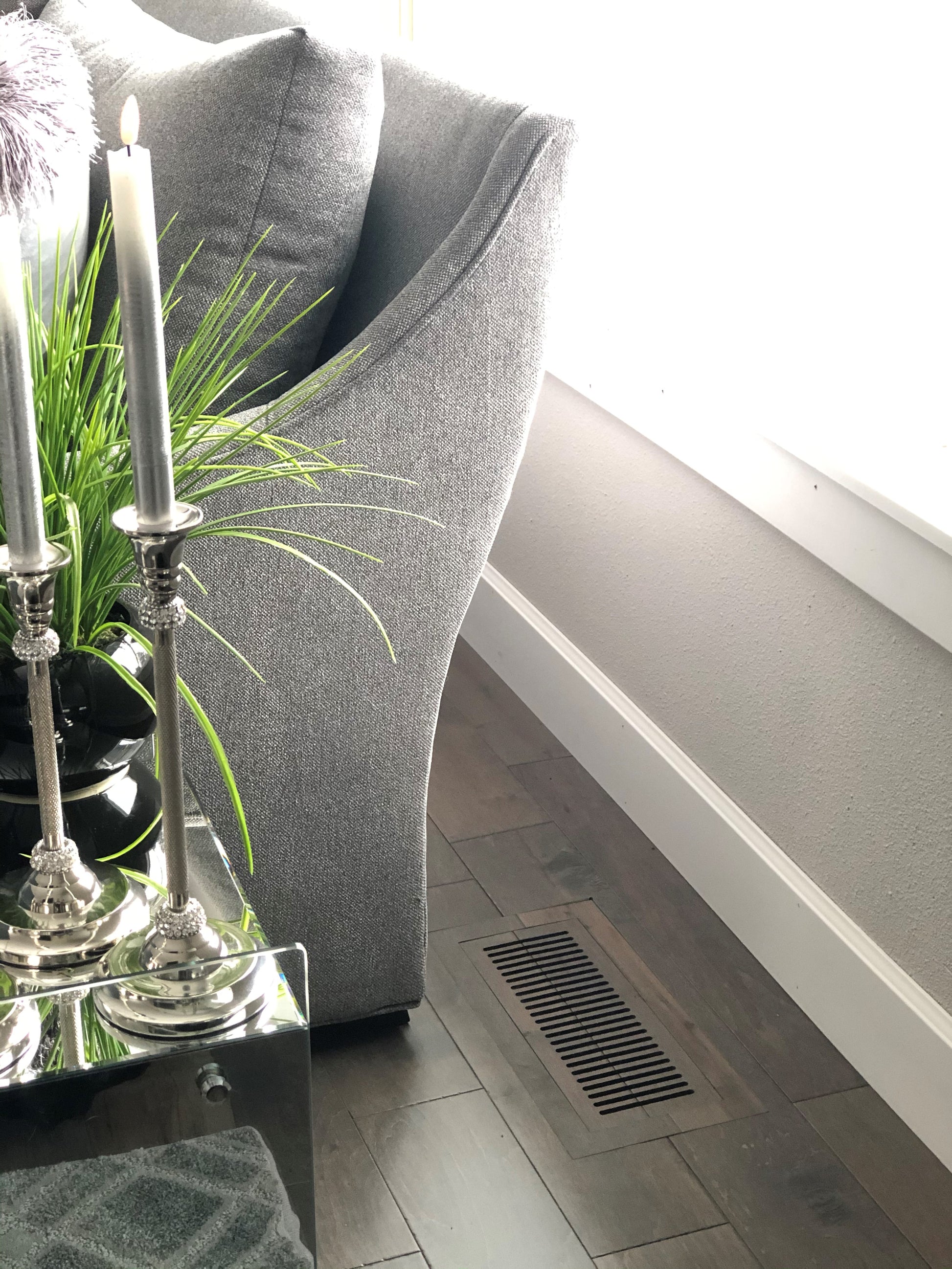 Perfectly matched custom floor vent for hardwood floor renovation, ensuring a flawless design and efficient ventilation.