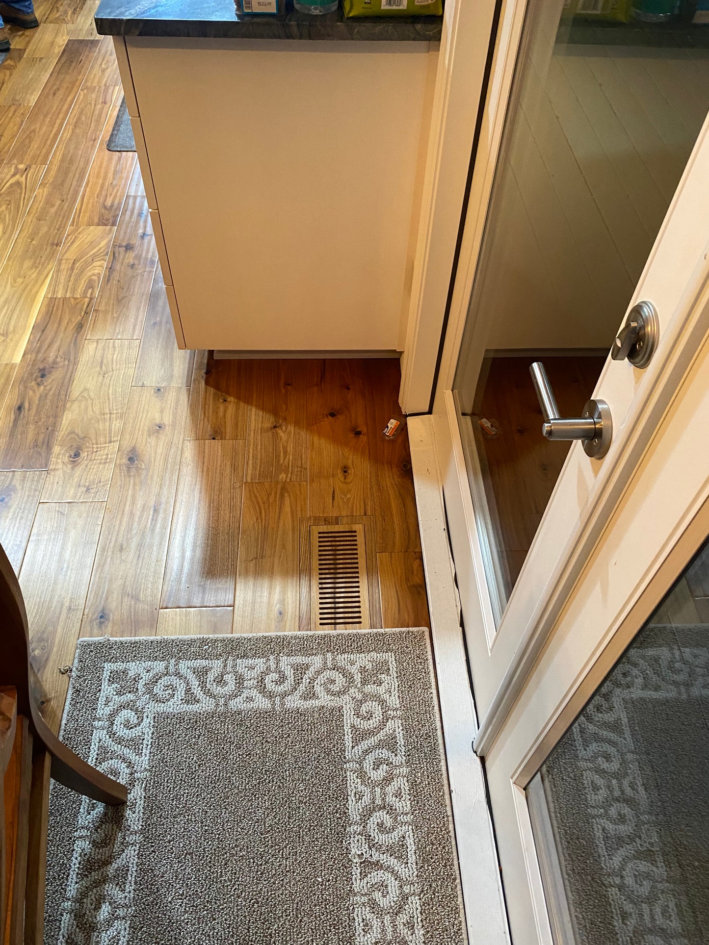 Custom engineered hardwood floor vent designed for a seamless, flush fit with hardwood floors, ensuring efficient airflow and a stylish finish.