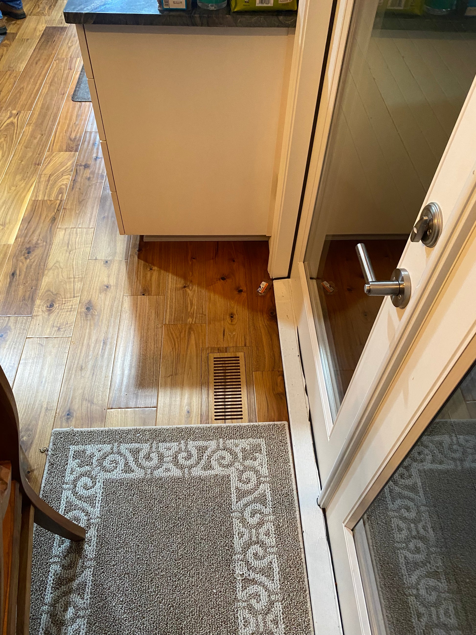 Custom engineered hardwood floor vent designed for a seamless, flush fit with hardwood floors, ensuring efficient airflow and a stylish finish.