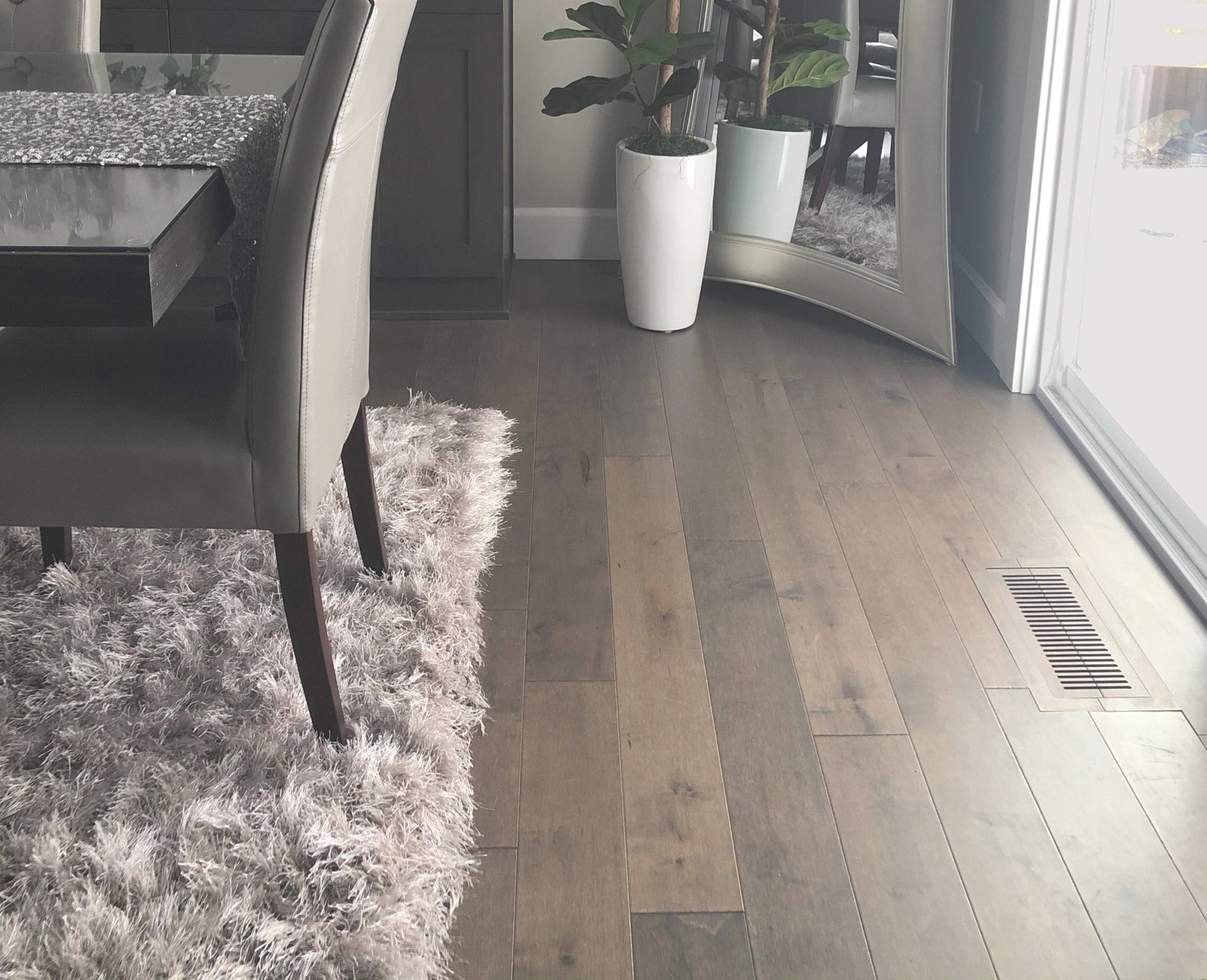Custom vent flush with hardwood flooring